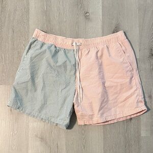 J. Crew Men's Dual-Tone Striped Shorts - Pink and Green